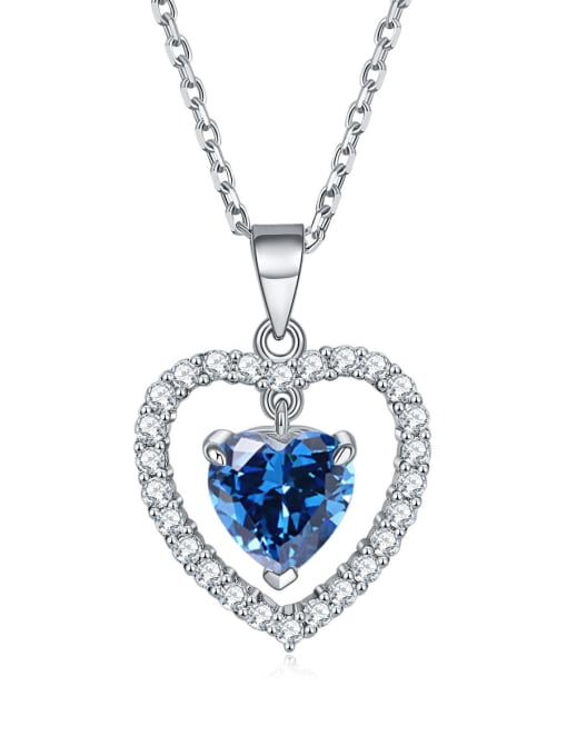 Royal Blue [September] 925 Sterling Silver Birthstone Heart Dainty Necklace